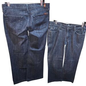 7 FOR ALL MANKIND DOJO Sz 31 Dark Wash Rhinestone Pockets Straight Leg Y2K Jeans